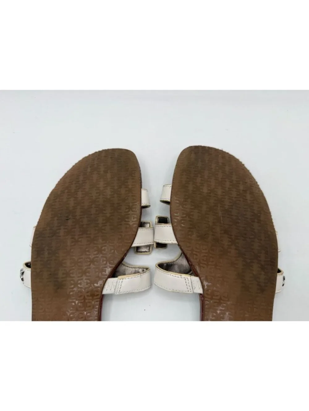 Sam Edelman Bay Slides Sandals White Leather Women Size 9M Cutout Logo Strap
